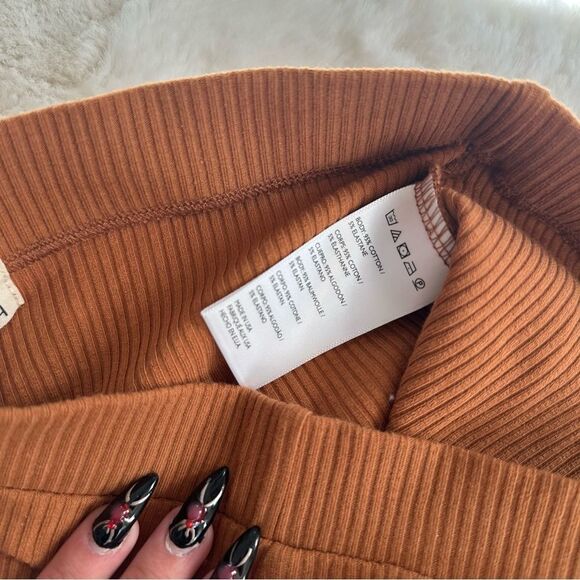 Free People FP Beach orange yellow flare yoga pants with ribbing and slit - Picture 5 of 8